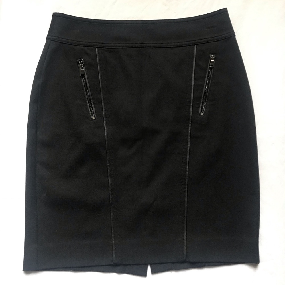 Ann Taylor Black Pencil Skirt with Exposed Zippers